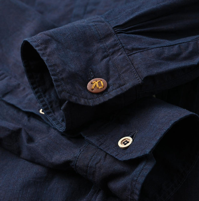 Indigo Batiste 908 Pintuck Stand Collar Shirt - 45R by 45rpm studio