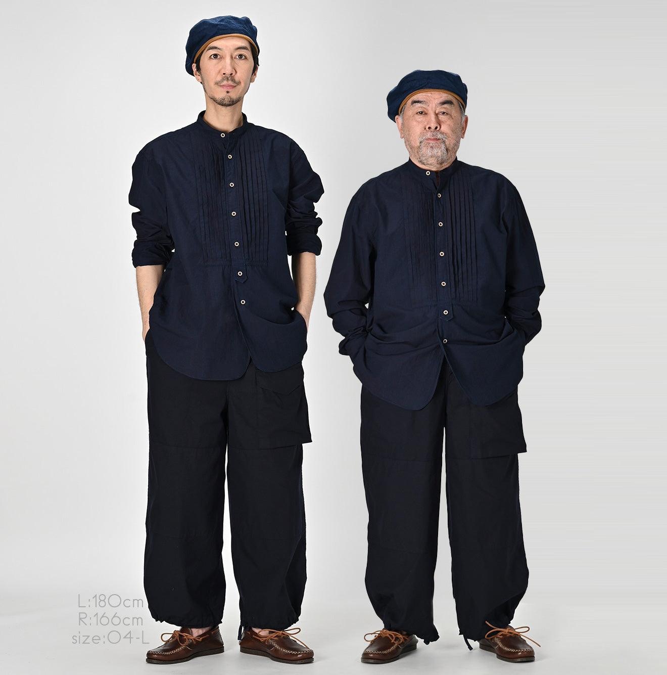 Indigo Batiste 908 Pintuck Stand Collar Shirt - 45R by 45rpm studio