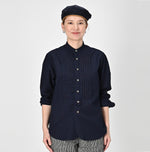 Indigo Batiste 908 Pintuck Stand Collar Shirt - 45R by 45rpm studio