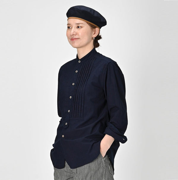 Indigo Batiste 908 Pintuck Stand Collar Shirt - 45R by 45rpm studio