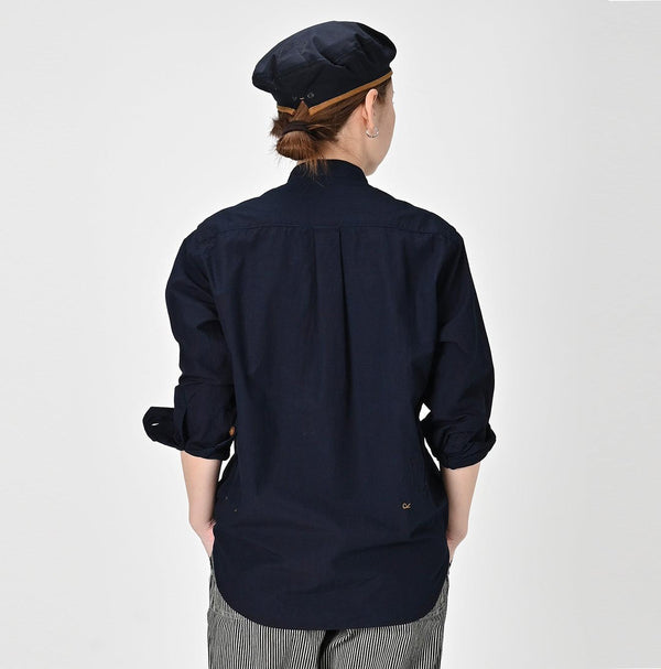 Indigo Batiste 908 Pintuck Stand Collar Shirt - 45R by 45rpm studio