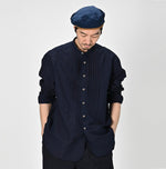 Indigo Batiste 908 Pintuck Stand Collar Shirt - 45R by 45rpm studio