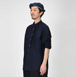 Indigo Batiste 908 Pintuck Stand Collar Shirt - 45R by 45rpm studio