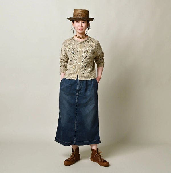 45R Mugihiko Denim Strech Pencil Skirt