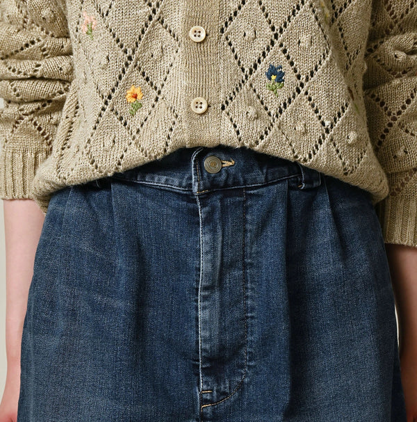 45R Mugihiko Denim Strech Pencil Skirt