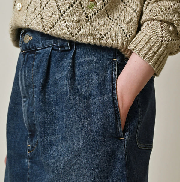 45R Mugihiko Denim Strech Pencil Skirt