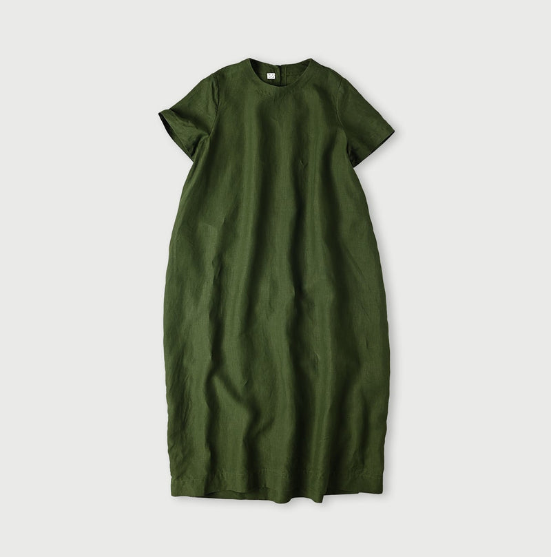 Botanical Dyed Linen Short Sleeve Dress
