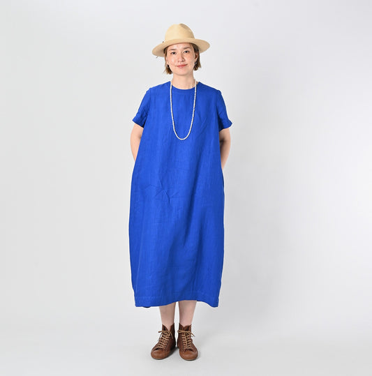 45R Botanical Dyed Linen Short Sleeve Dress