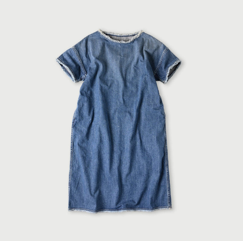 45R Rye Mugi Denim Fringed Dress Distressed