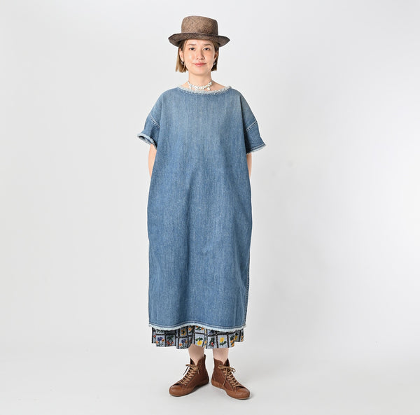 45R Rye Mugi Denim Fringed Dress Distressed