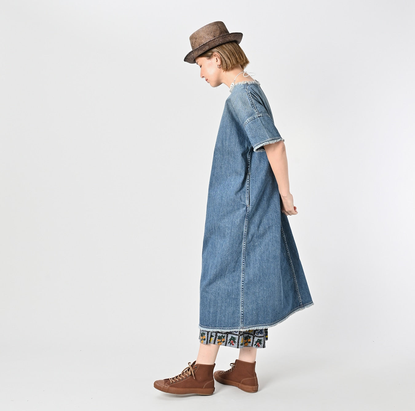 45R Rye Mugi Denim Fringed Dress Distressed
