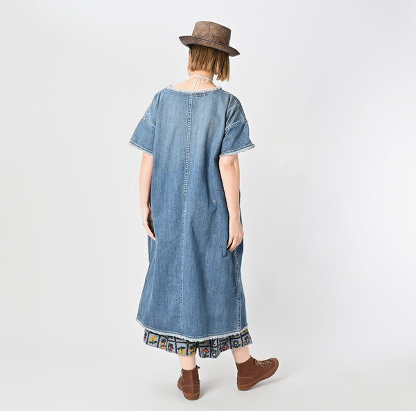 45R Rye Mugi Denim Fringed Dress Distressed