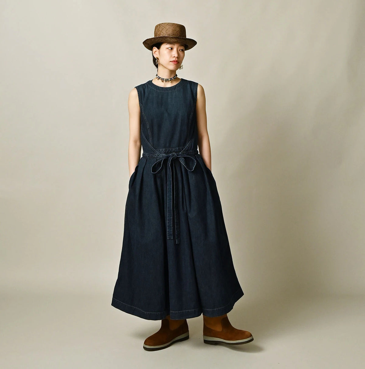 Mugihiko Denim Wrap Dress Zyu | 45R Official Online Store 45R GLOBAL Mugihiko Denim Wrap Dress Zyu | 45R Official Online Store 45R GLOBAL