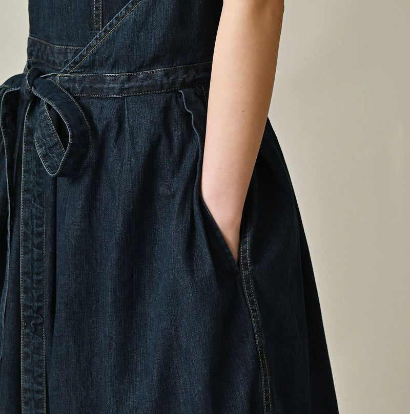 45R Mugihiko Denim Wrap Dress Zyu - Image 8