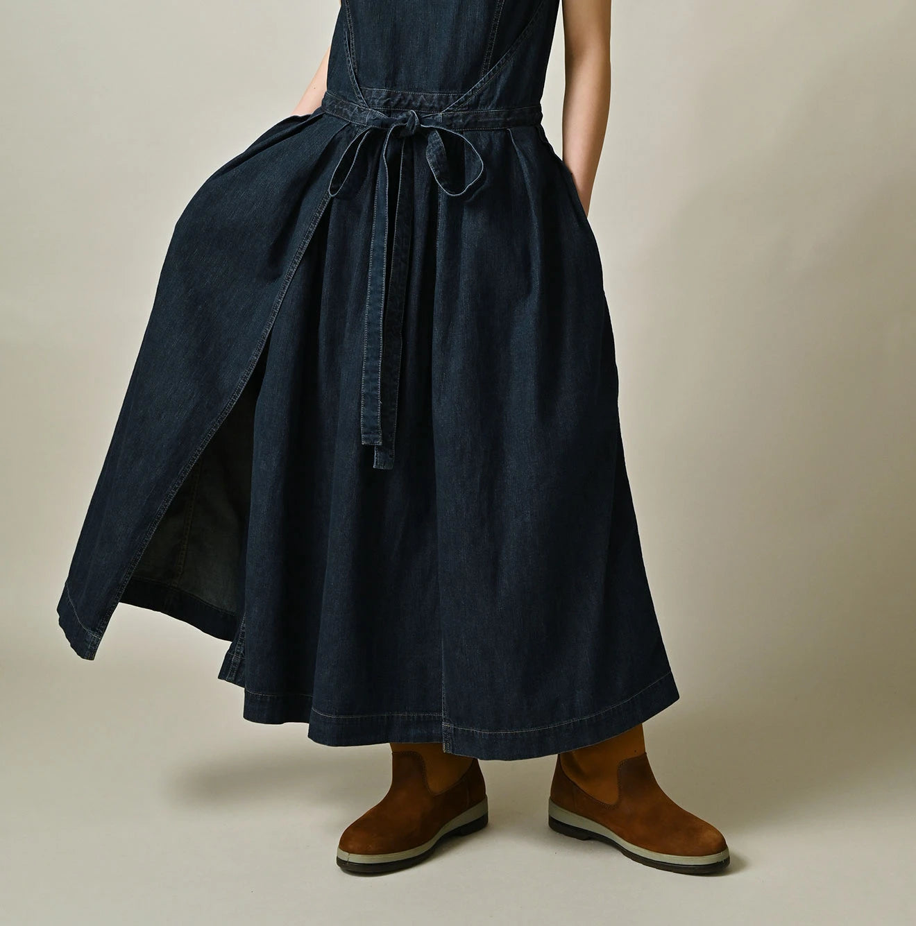 45R Mugihiko Denim Wrap Dress Zyu - Image 9