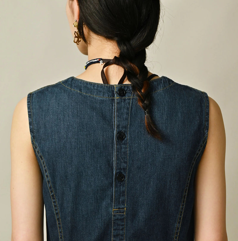 45R Mugihiko Denim Wrap Dress Zyu - Image 10