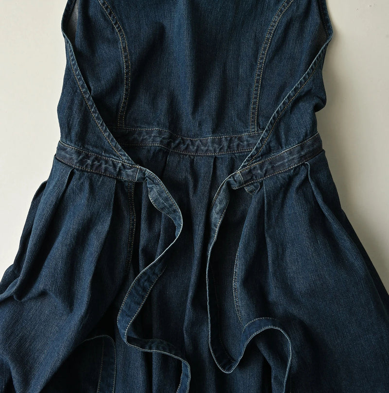 45R Mugihiko Denim Wrap Dress Zyu - Image 18