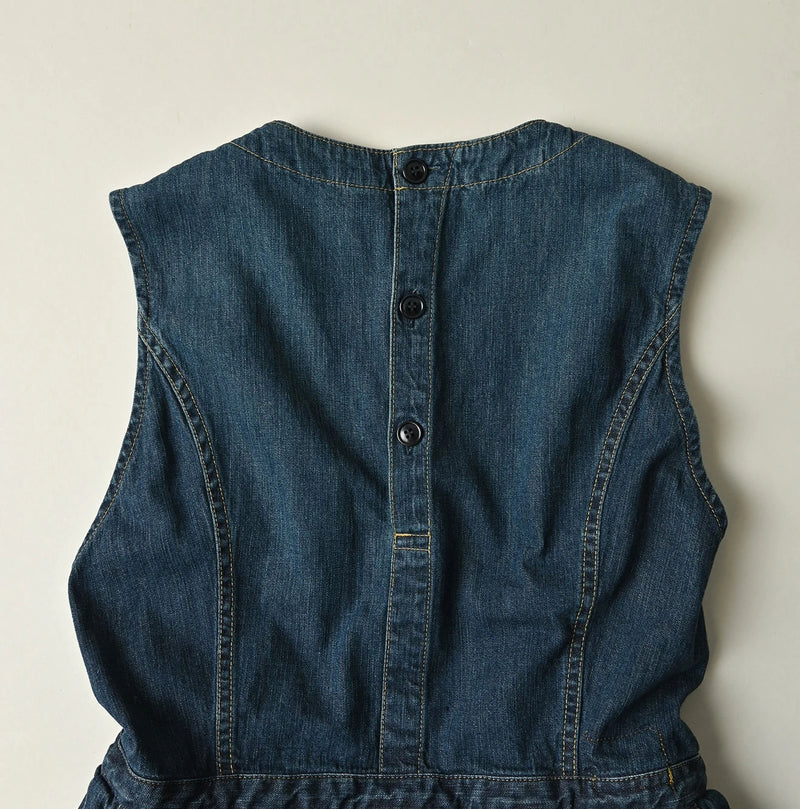 45R Mugihiko Denim Wrap Dress Zyu - Image 21