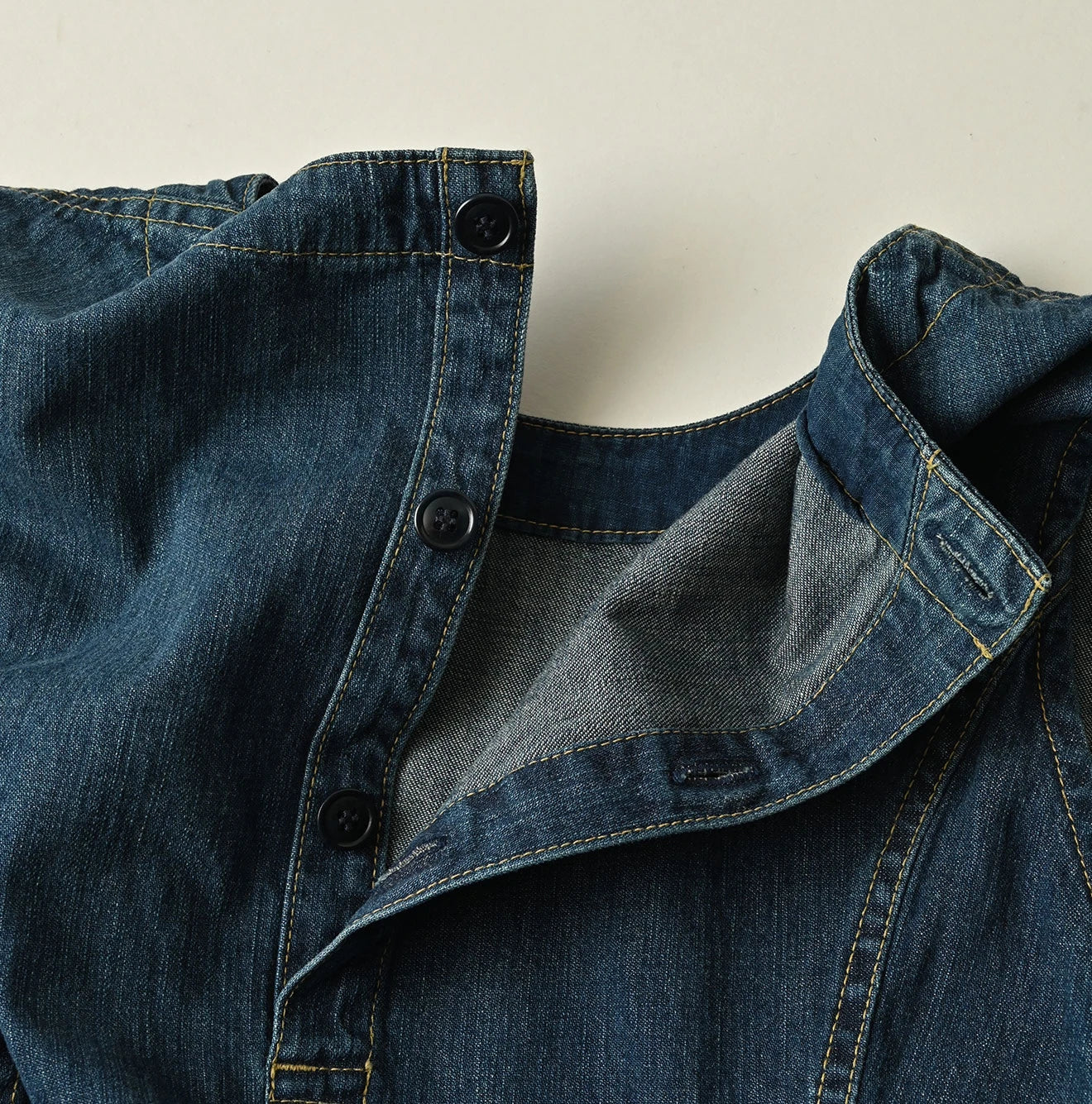 45R Mugihiko Denim Wrap Dress Zyu - Image 22