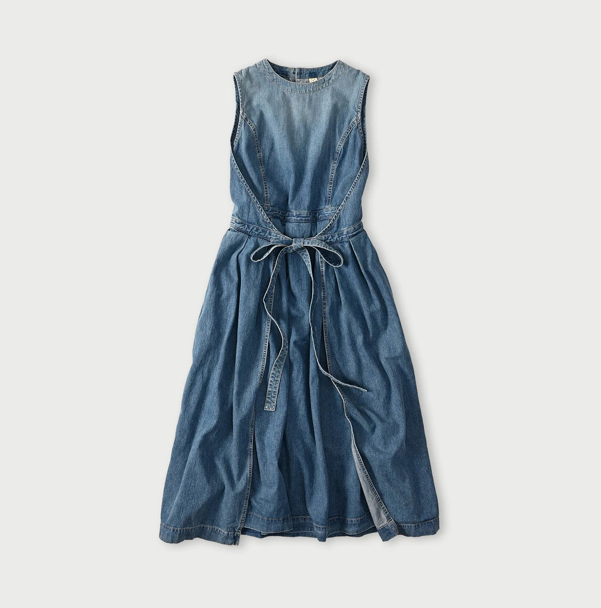 45R Mugihiko Denim Wrap Dress Tan