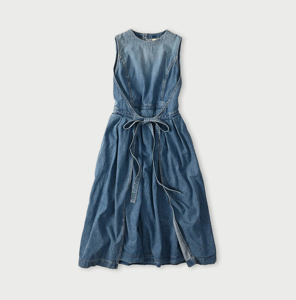 45R Mugihiko Denim Wrap Dress Tan