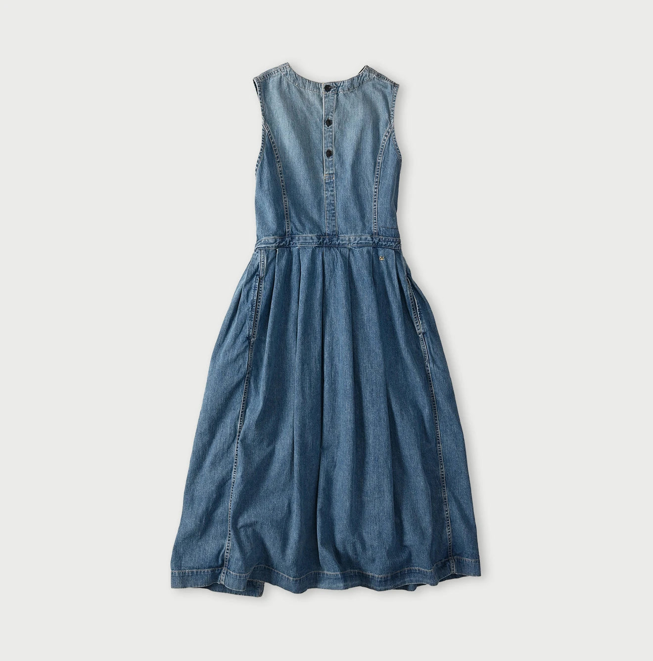 45R Mugihiko Denim Wrap Dress Tan - Image 15