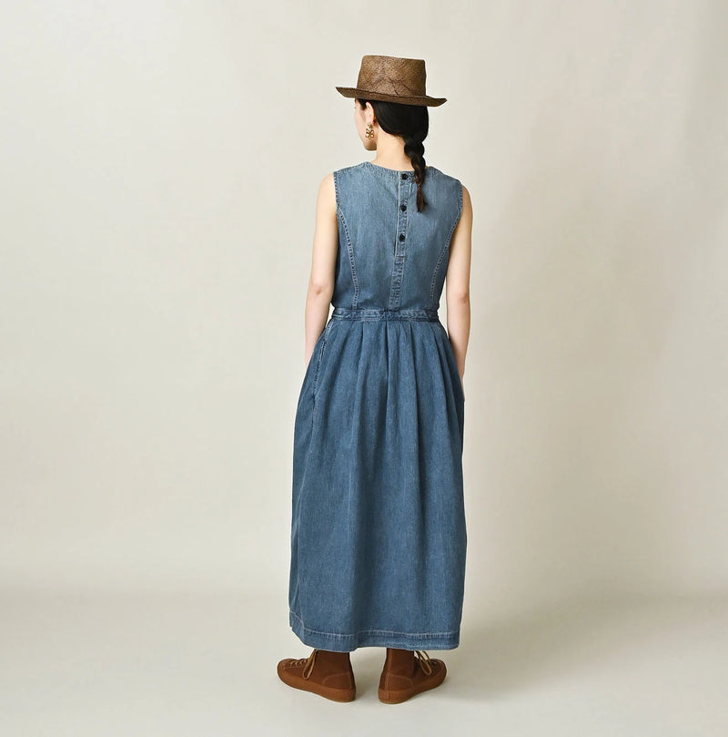 45R Mugihiko Denim Wrap Dress Tan - Image 4