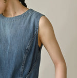 45R Mugihiko Denim Wrap Dress Tan