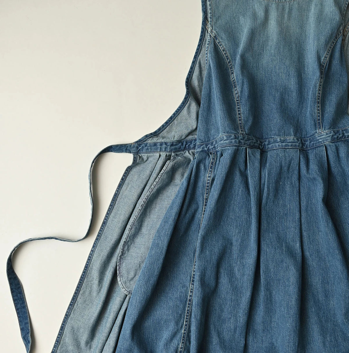 45R Mugihiko Denim Wrap Dress Tan