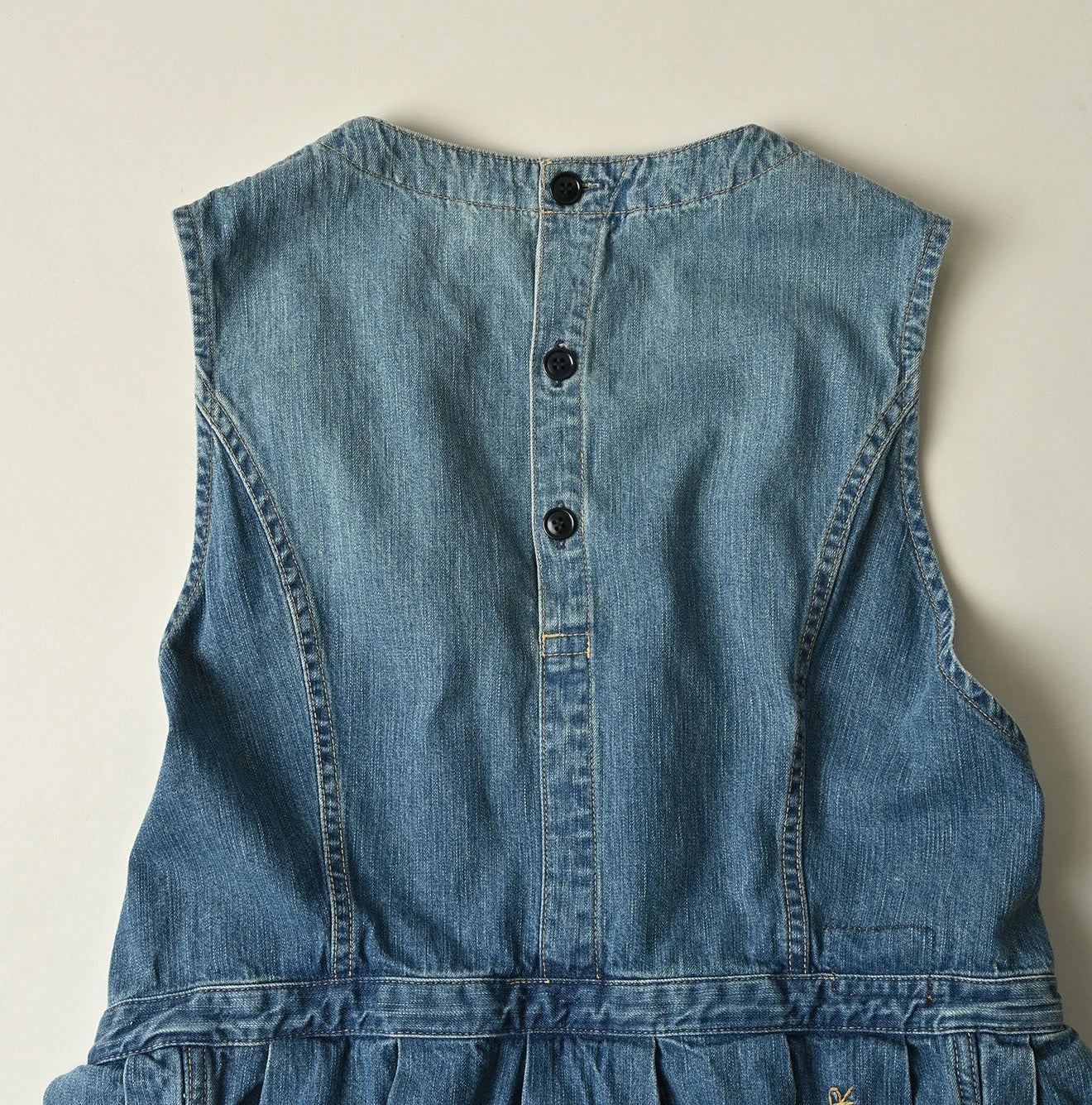 45R Mugihiko Denim Wrap Dress Tan - Image 20