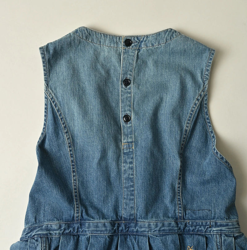 45R Mugihiko Denim Wrap Dress Tan - Image 20
