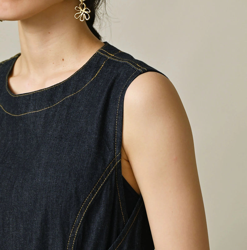 45R Mugihiko Denim Wrap Dress Nou - Image 5