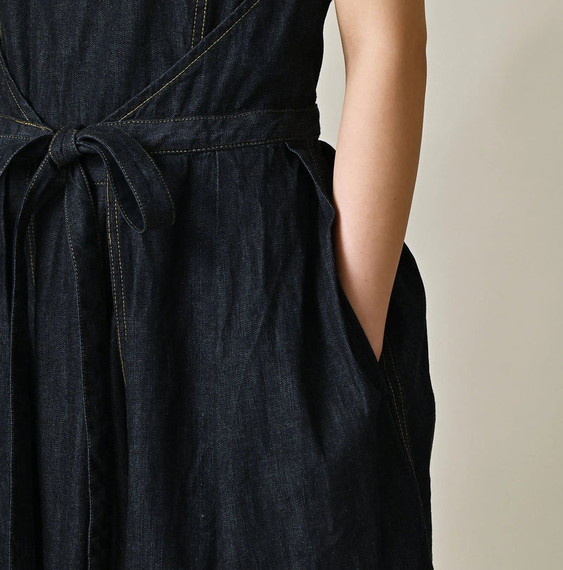45R Mugihiko Denim Wrap Dress Nou - Image 7