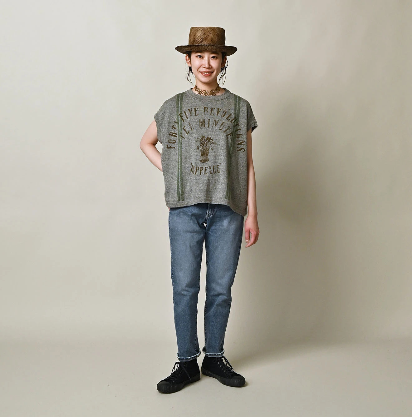 45R Mugihiko Denim Stretch Sabrina5 Tan - Image 2