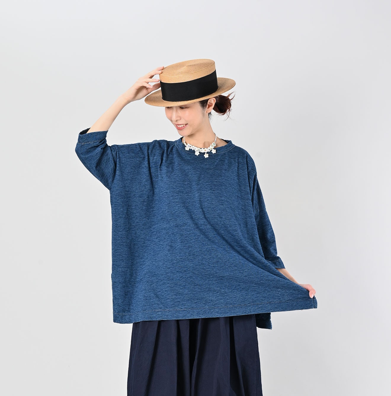 Indigo Big Slit T-shirt Distressed – 45R GLOBAL