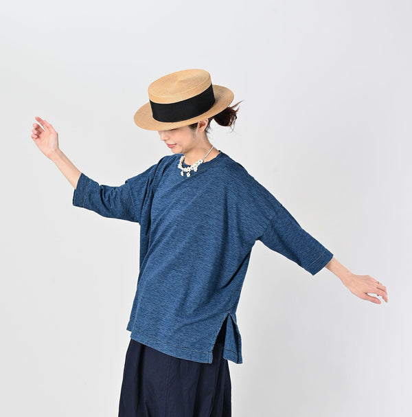 45R Indigo Big Slit T-shirt Distressed