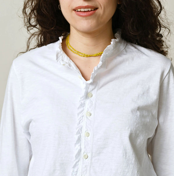 45R Frilled Square Cardigan (White)