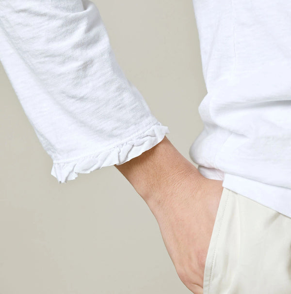 45R Frilled Square Cardigan (White)