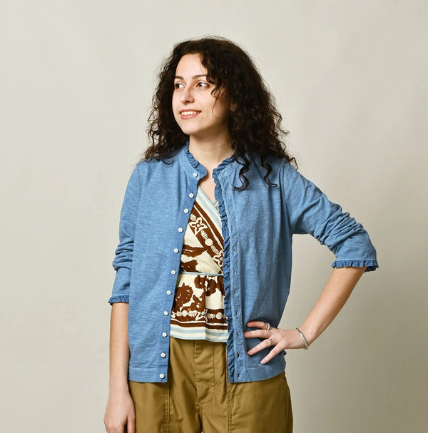 45R Frilled Square Cardigan (Plant-Based Dye)