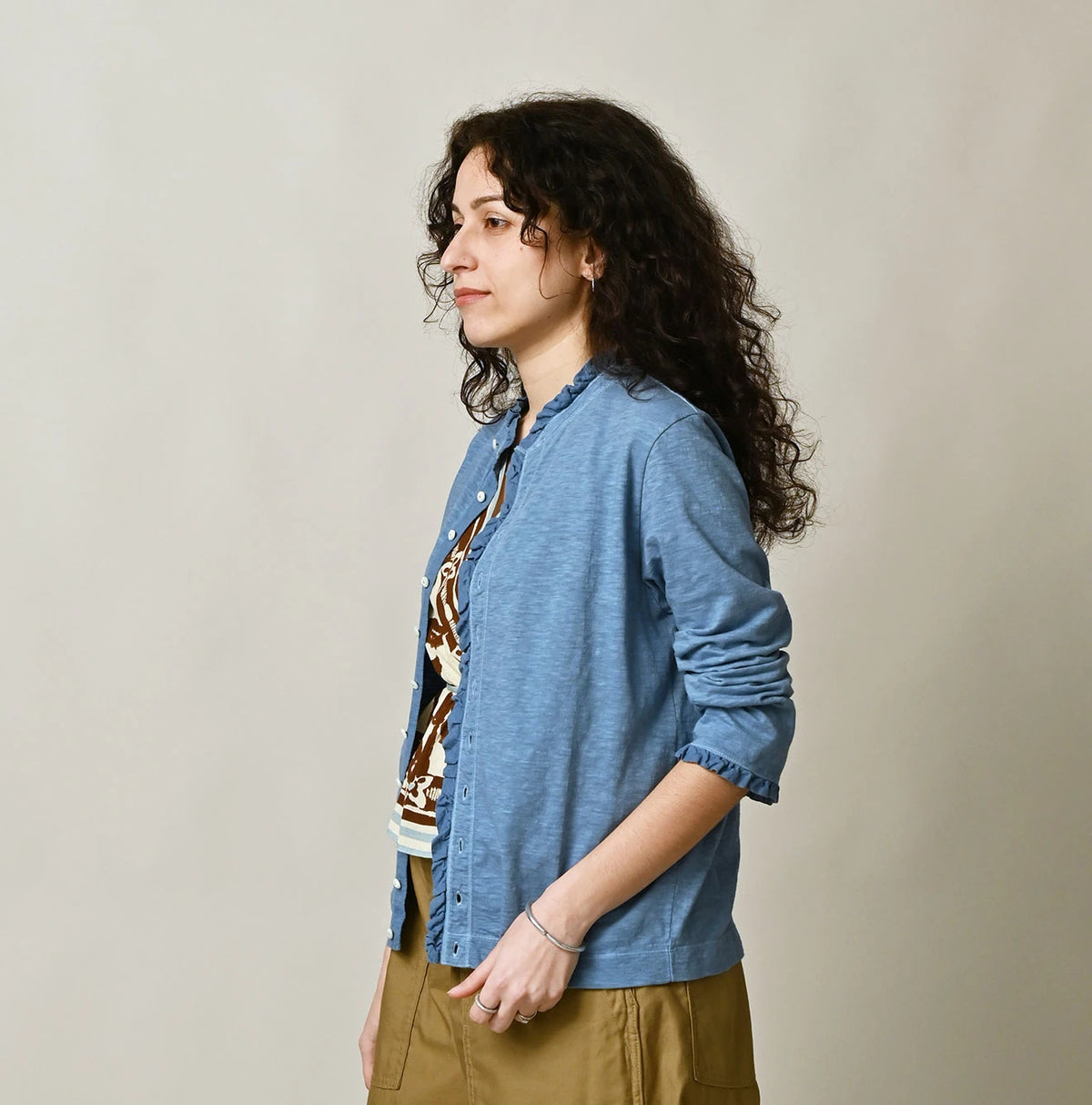 45R Frilled Square Cardigan (Plant-Based Dye)