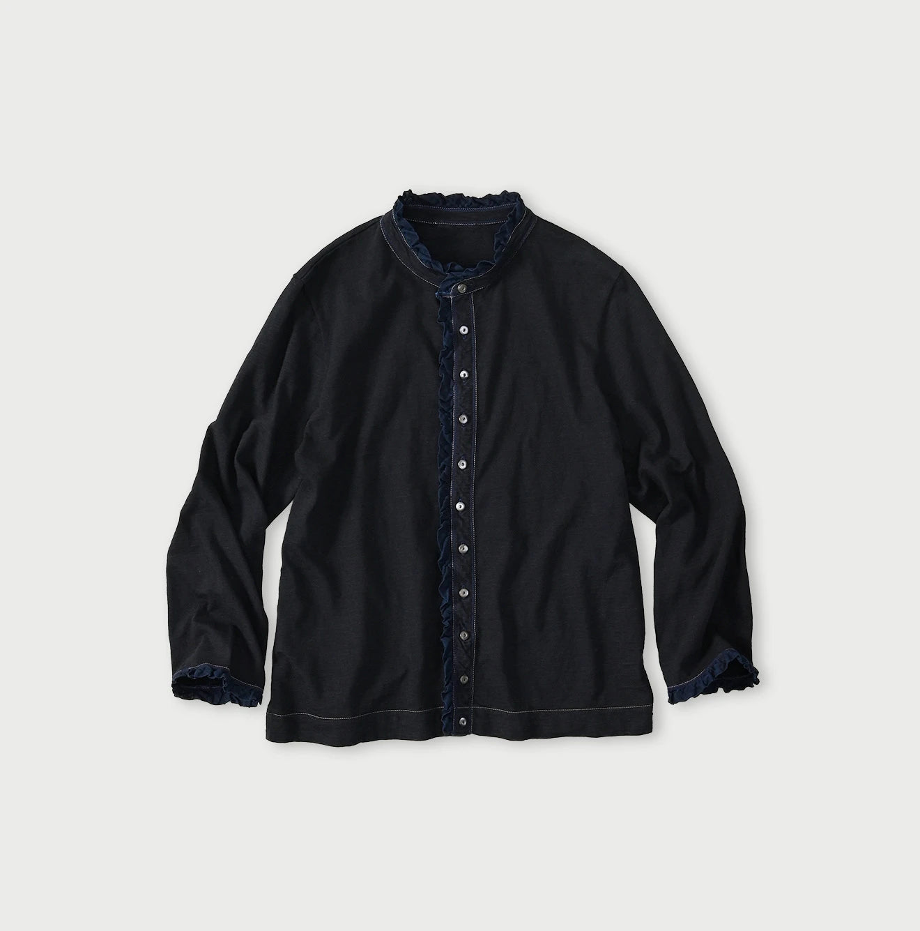 Indigo Frilled Square Cardigan | 45R Official Online Store – 45R