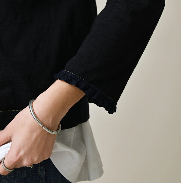 45R Indigo Frilled Square Cardigan