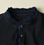 45R Indigo Frilled Square Cardigan