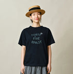 45R Indigo Swallowtail Butterfly Embroidery 908 T-shirt