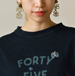 45R Indigo Swallowtail Butterfly Embroidery 908 T-shirt