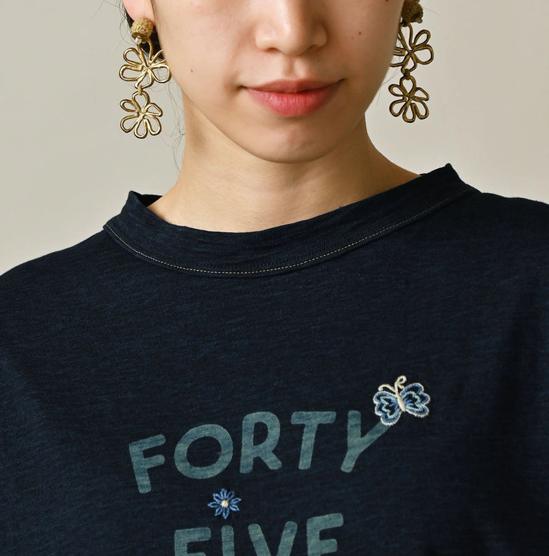 45R Indigo Swallowtail Butterfly Embroidery 908 T-shirt - Image 10