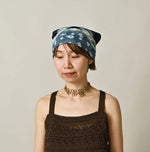 45R Indigo Gauze Floral Arashi Bandana