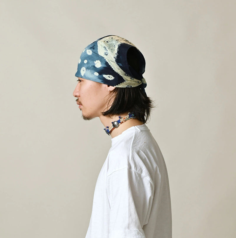 45R Indigo Gauze Floral Arashi Bandana - Image 9