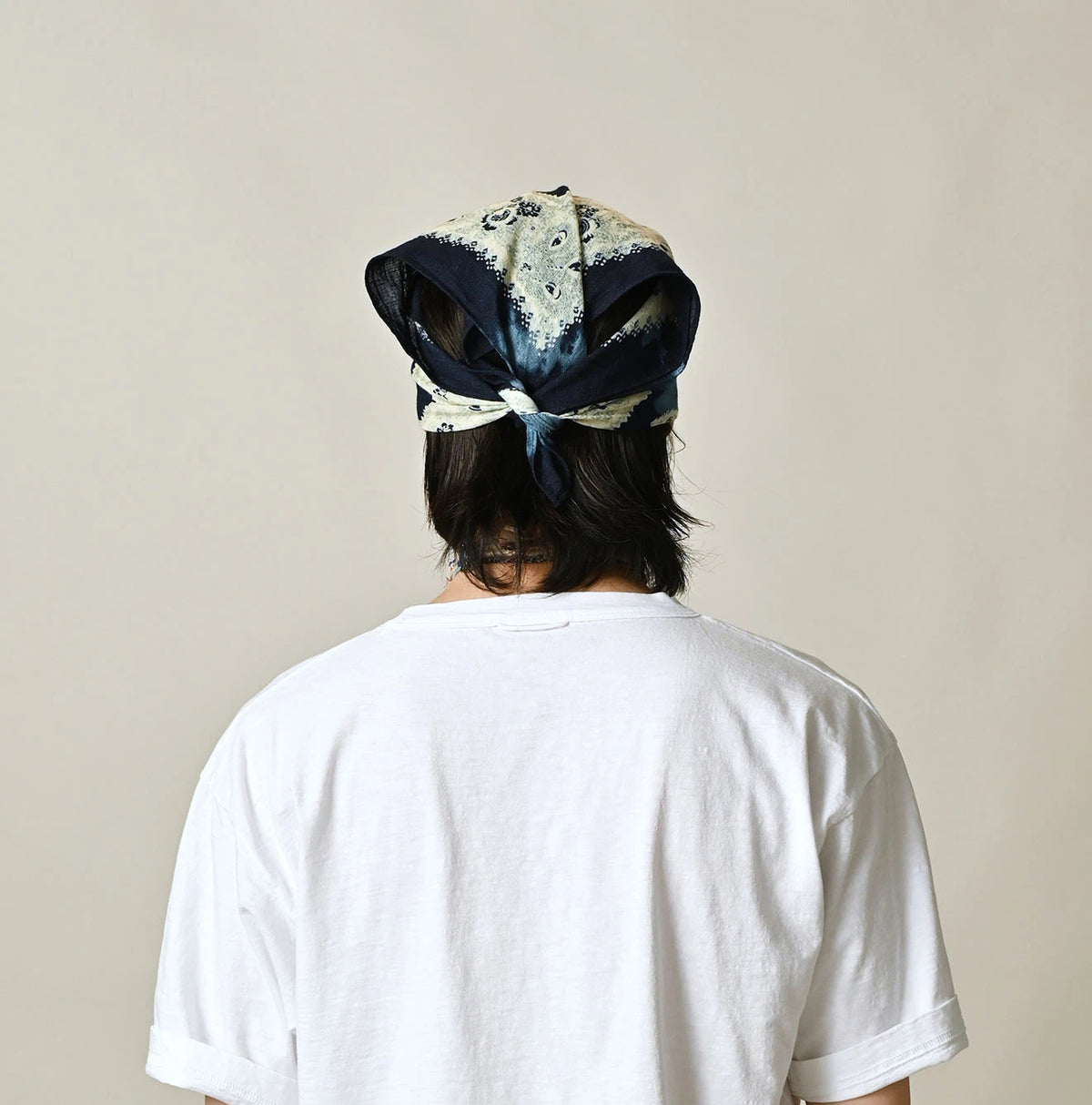 45R Indigo Gauze Floral Arashi Bandana