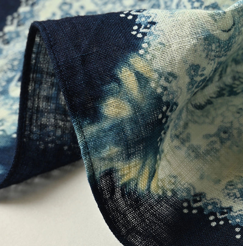45R Indigo Gauze Floral Arashi Bandana - Image 13